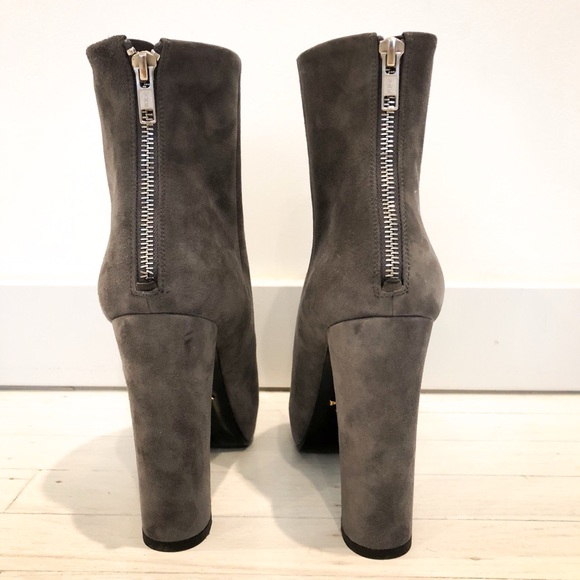 ❌SOLD❌ Prada Platform Suede Booties Gray Grey - Picture 4 of 8